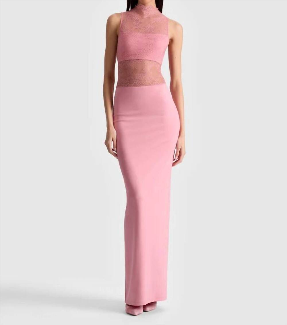 NEW ALICE + OLIVIA nichol sleeveless lace maxi dress in rose